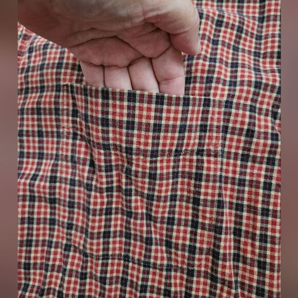 Vintage Abercrombie & Fitch Shirt Men’s XL Button Down Red Blue Tan Plaid Pocket - Picture 5 of 10